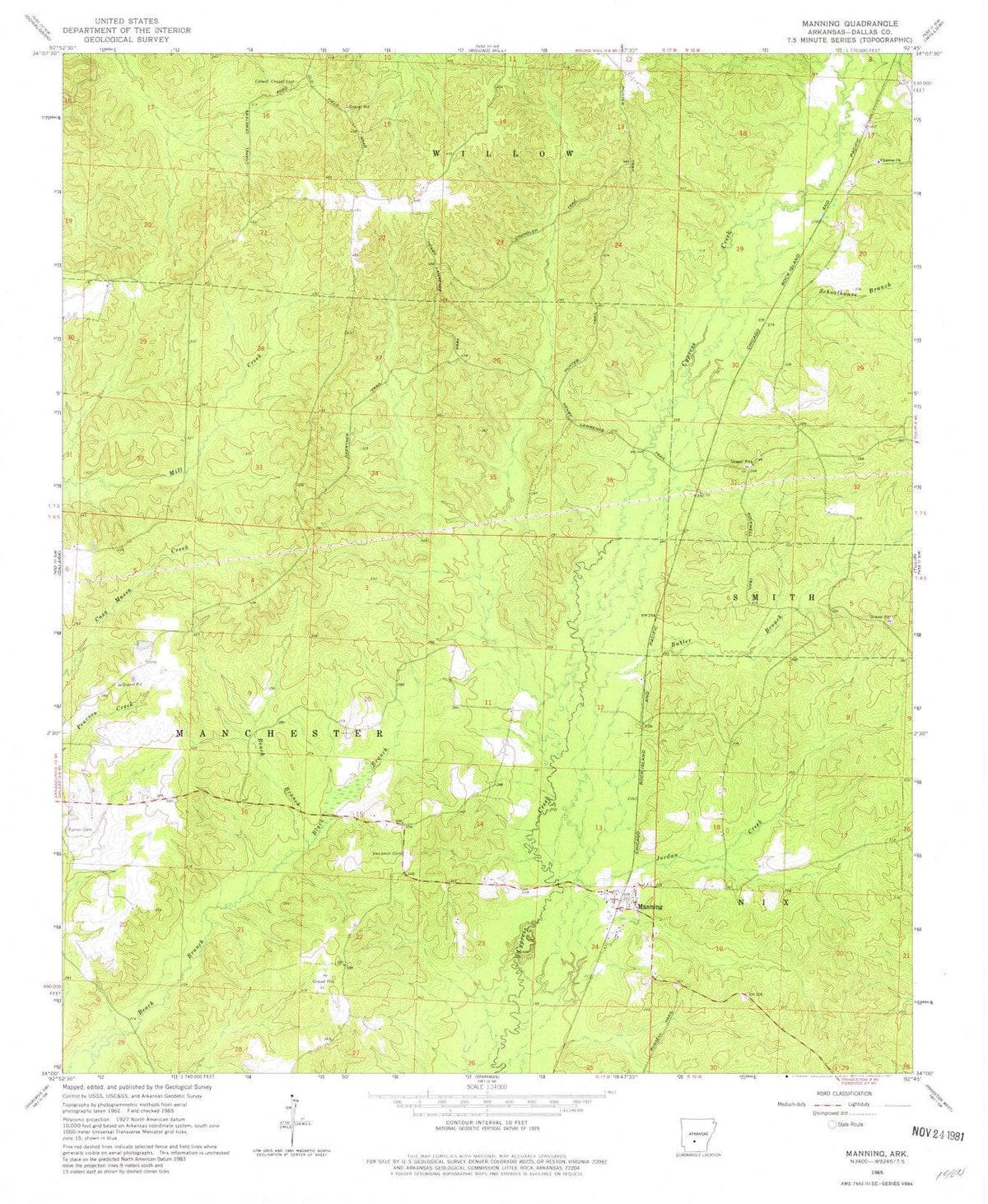 1965 Manning, AR - Arkansas - USGS Topographic Map