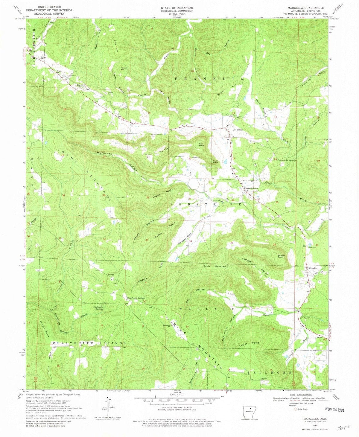 1969 Marcella, AR - Arkansas - USGS Topographic Map