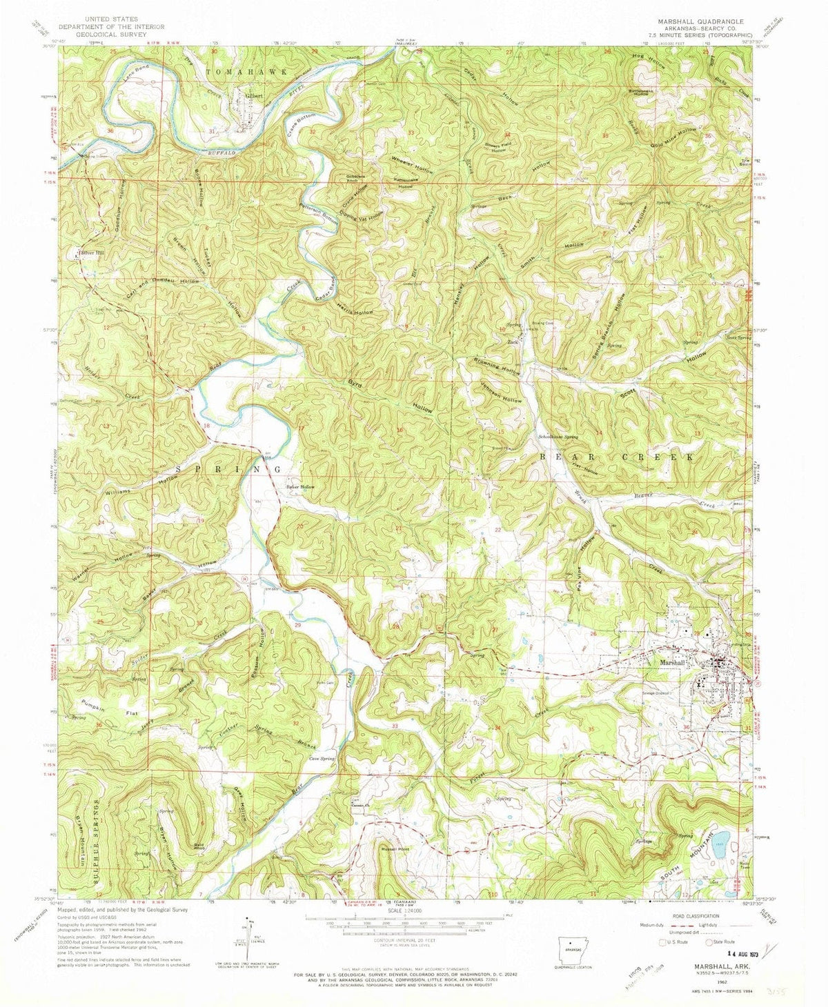 1962 Marshall, AR - Arkansas - USGS Topographic Map