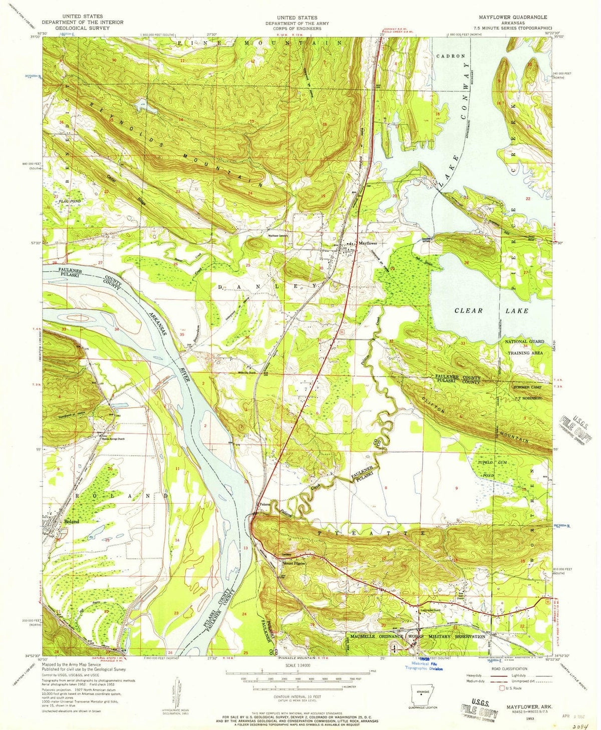 1953 Mayflower, AR - Arkansas - USGS Topographic Map
