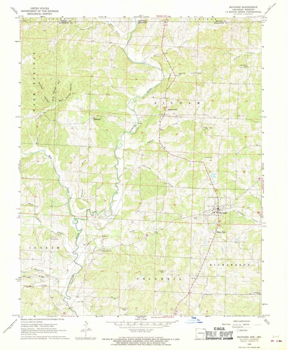 1968 Maynard, AR - Arkansas - USGS Topographic Map