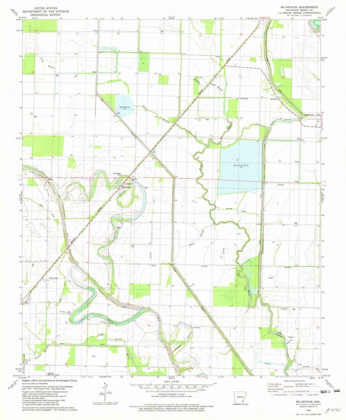1981 Mc Arthur, AR - Arkansas - USGS Topographic Map