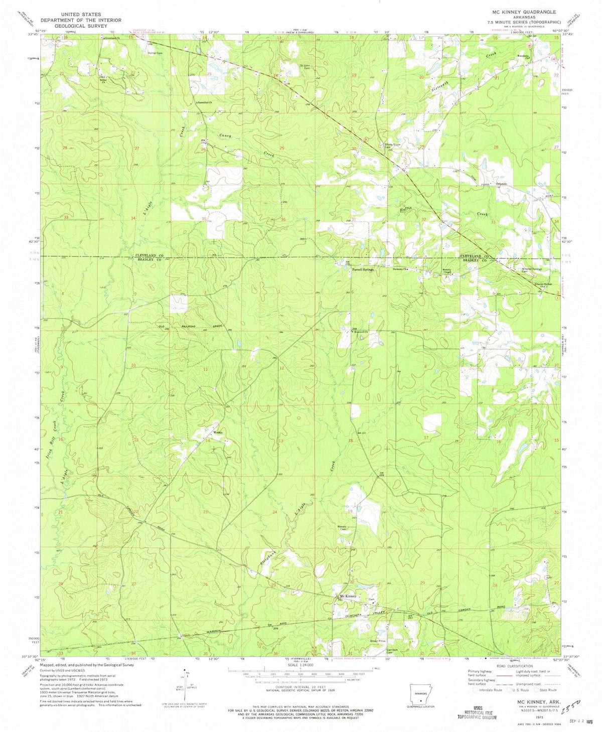 1973 Mc Kinney, AR - Arkansas - USGS Topographic Map