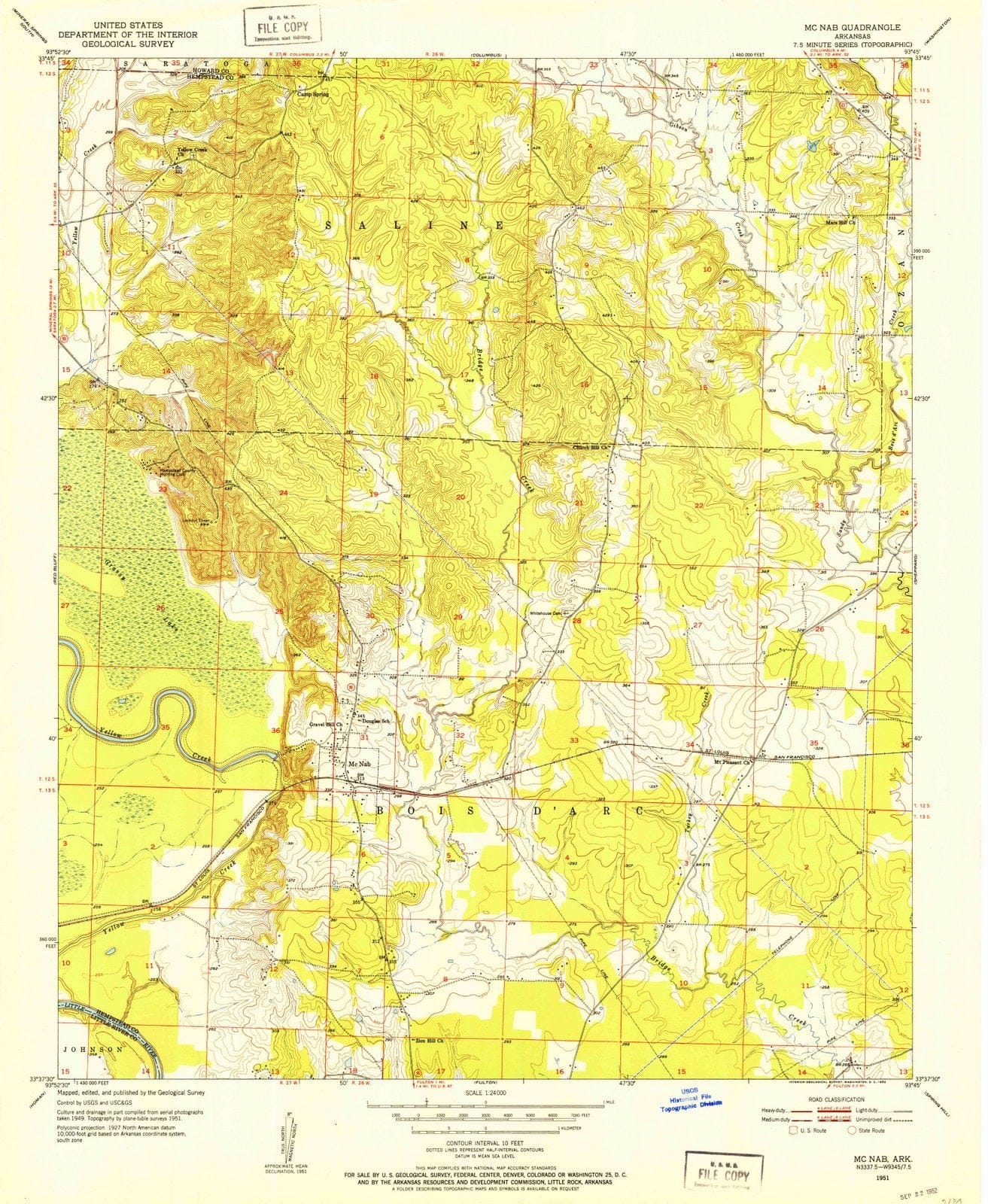 1951 Mc Nab, AR - Arkansas - USGS Topographic Map
