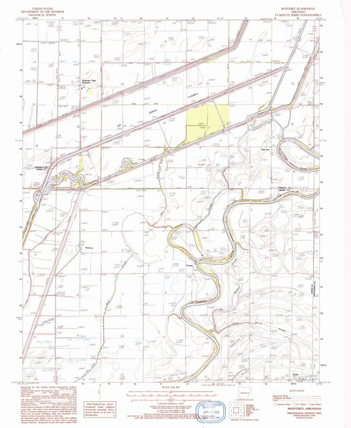 1984 Monterey, AR - Arkansas - USGS Topographic Map