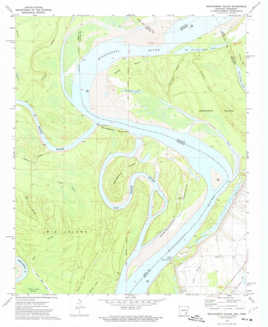 1972 Montgomery Island, AR - Arkansas - USGS Topographic Map
