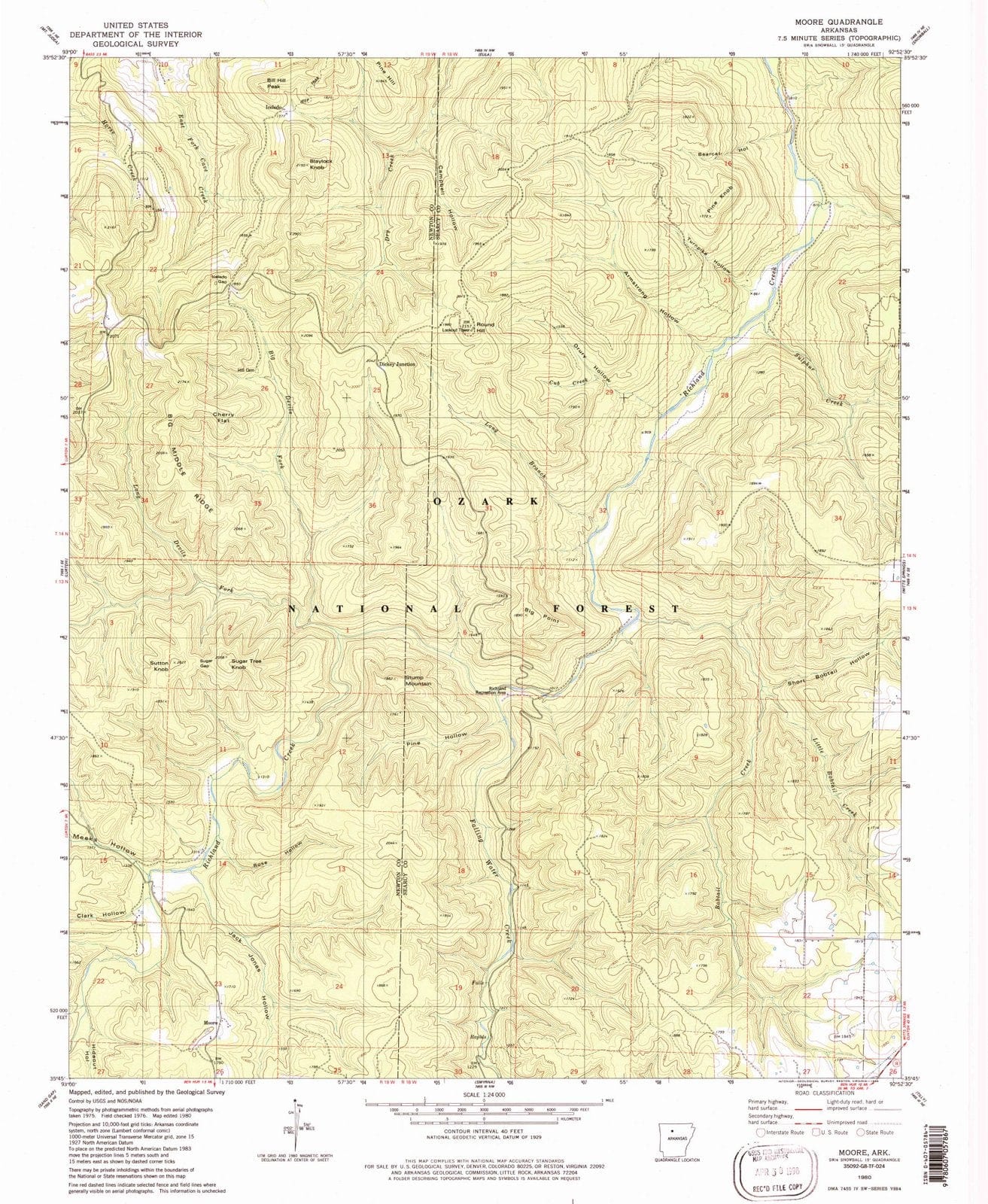 1980 Moore, AR - Arkansas - USGS Topographic Map