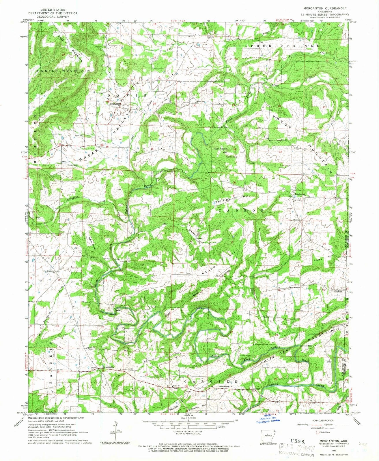 1961 Morganton, AR - Arkansas - USGS Topographic Map