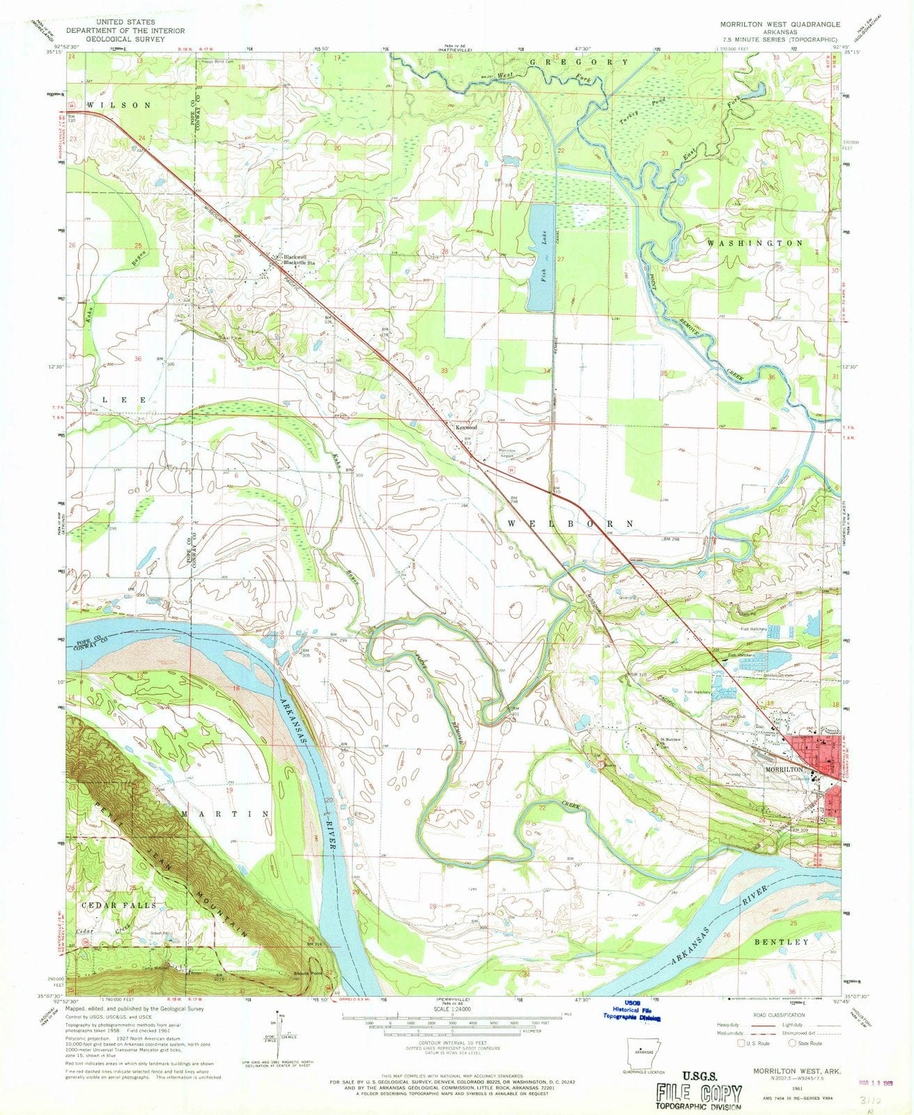 1961 Morrilton West, AR - Arkansas - USGS Topographic Map