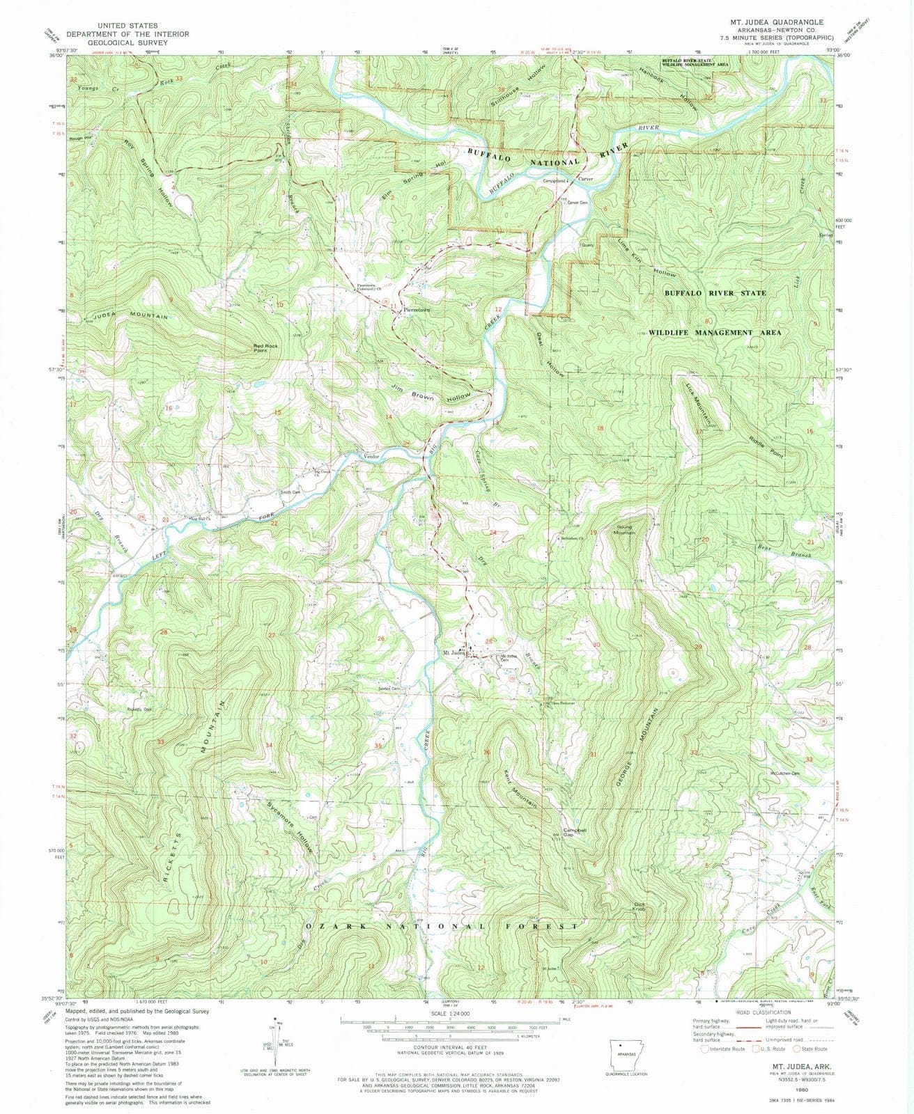 1980 Mt Judea, AR - Arkansas - USGS Topographic Map