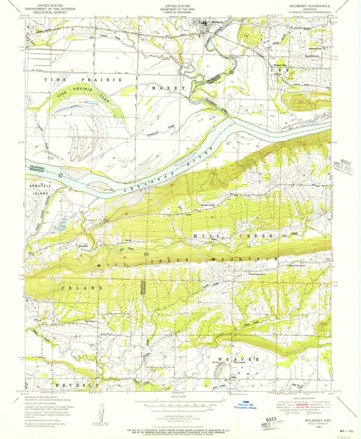 1948 Mulberry, AR - Arkansas - USGS Topographic Map