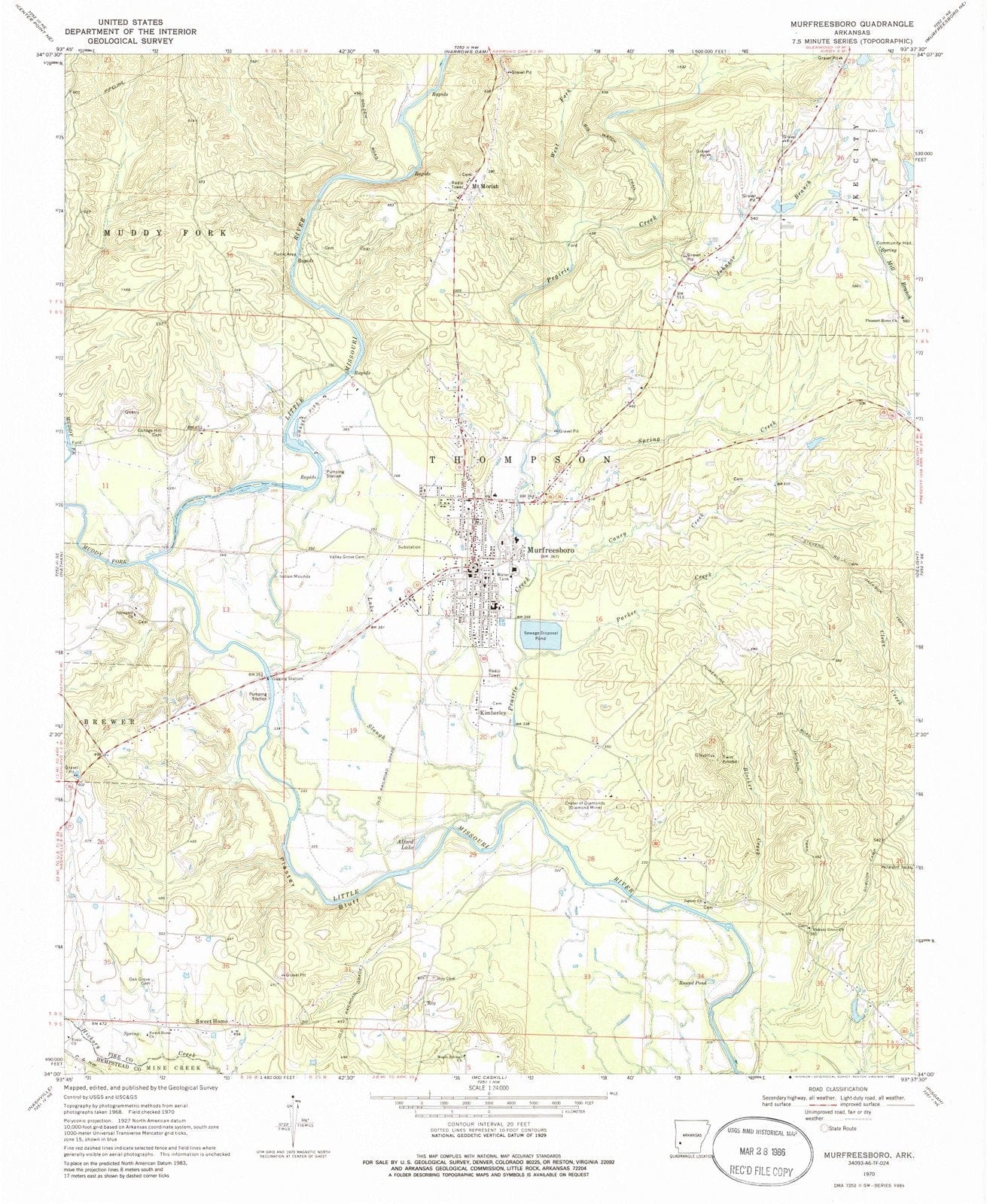 1970 Murfreesboro, AR - Arkansas - USGS Topographic Map
