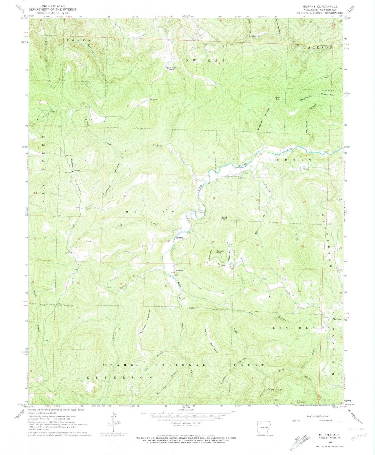 1968 Murray, AR - Arkansas - USGS Topographic Map