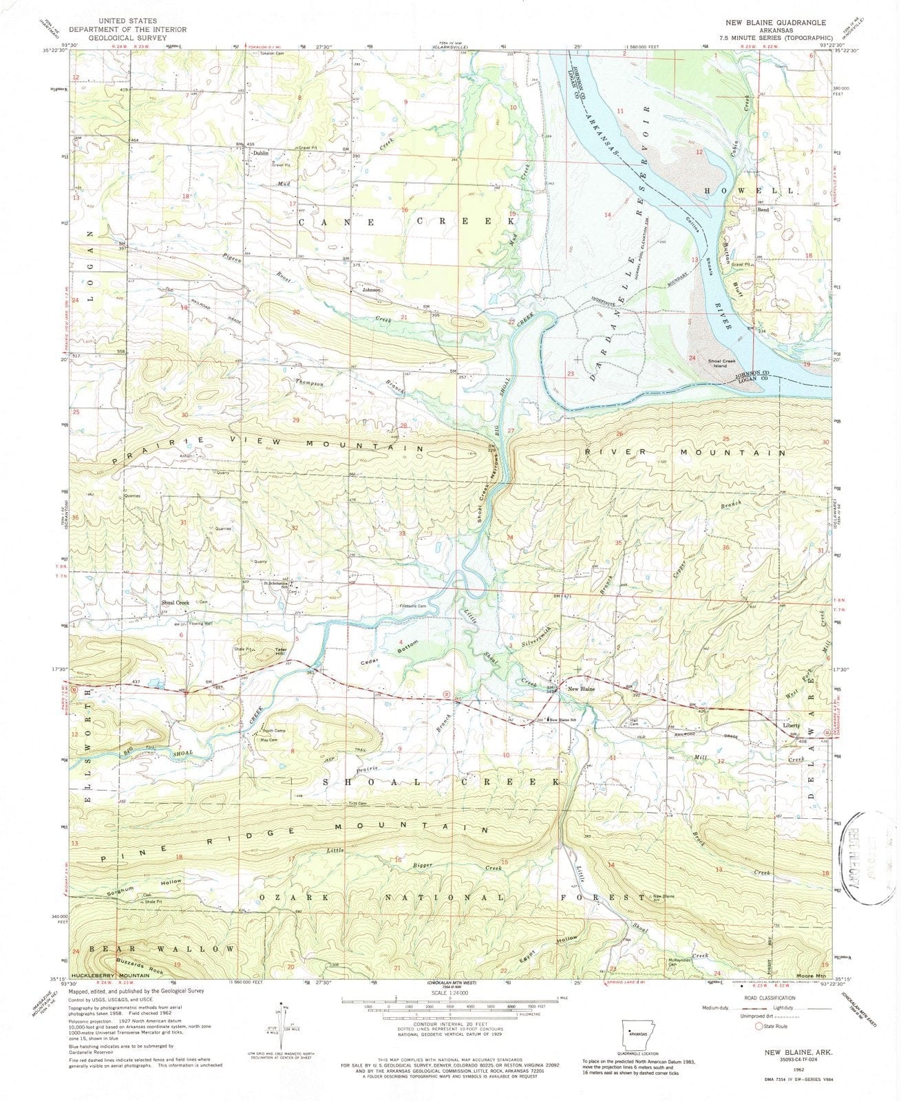1962 New Blaine, AR - Arkansas - USGS Topographic Map