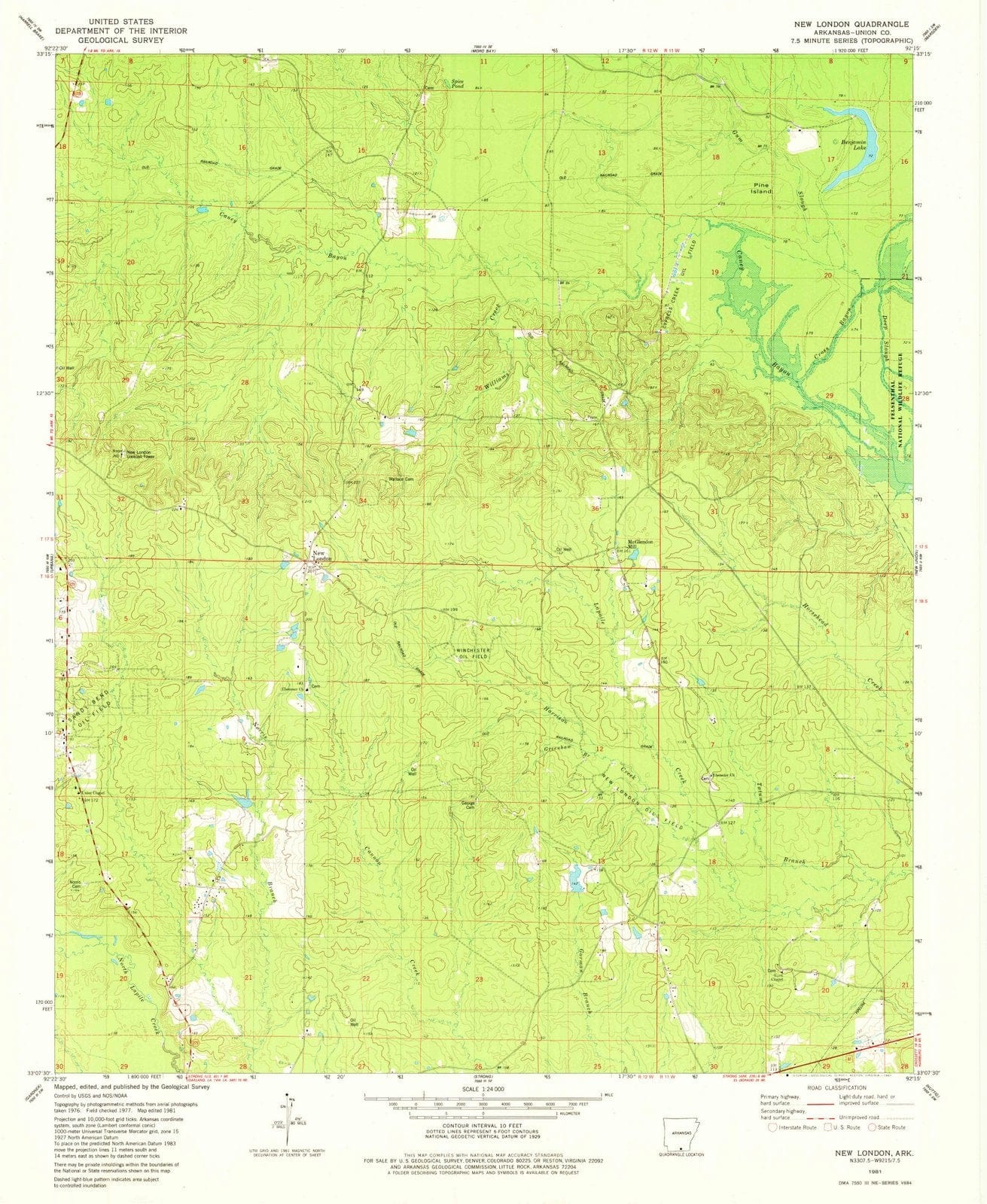 1981 New London, AR - Arkansas - USGS Topographic Map