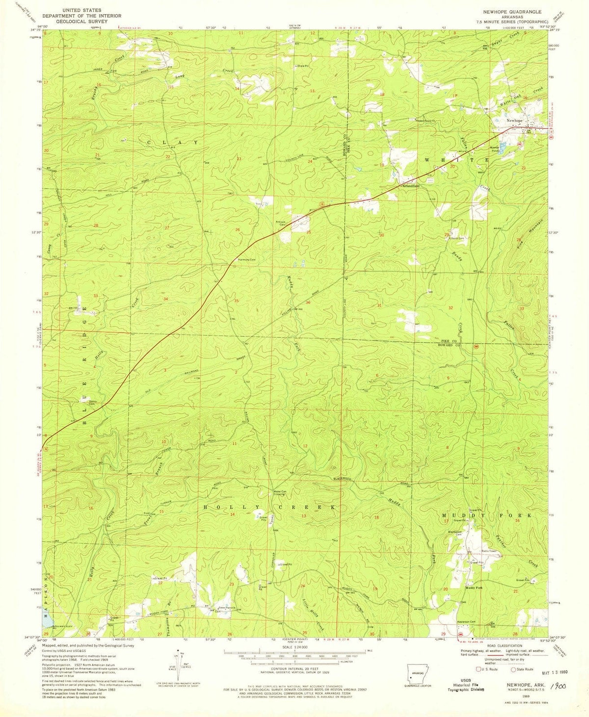 1969 Newhope, AR - Arkansas - USGS Topographic Map