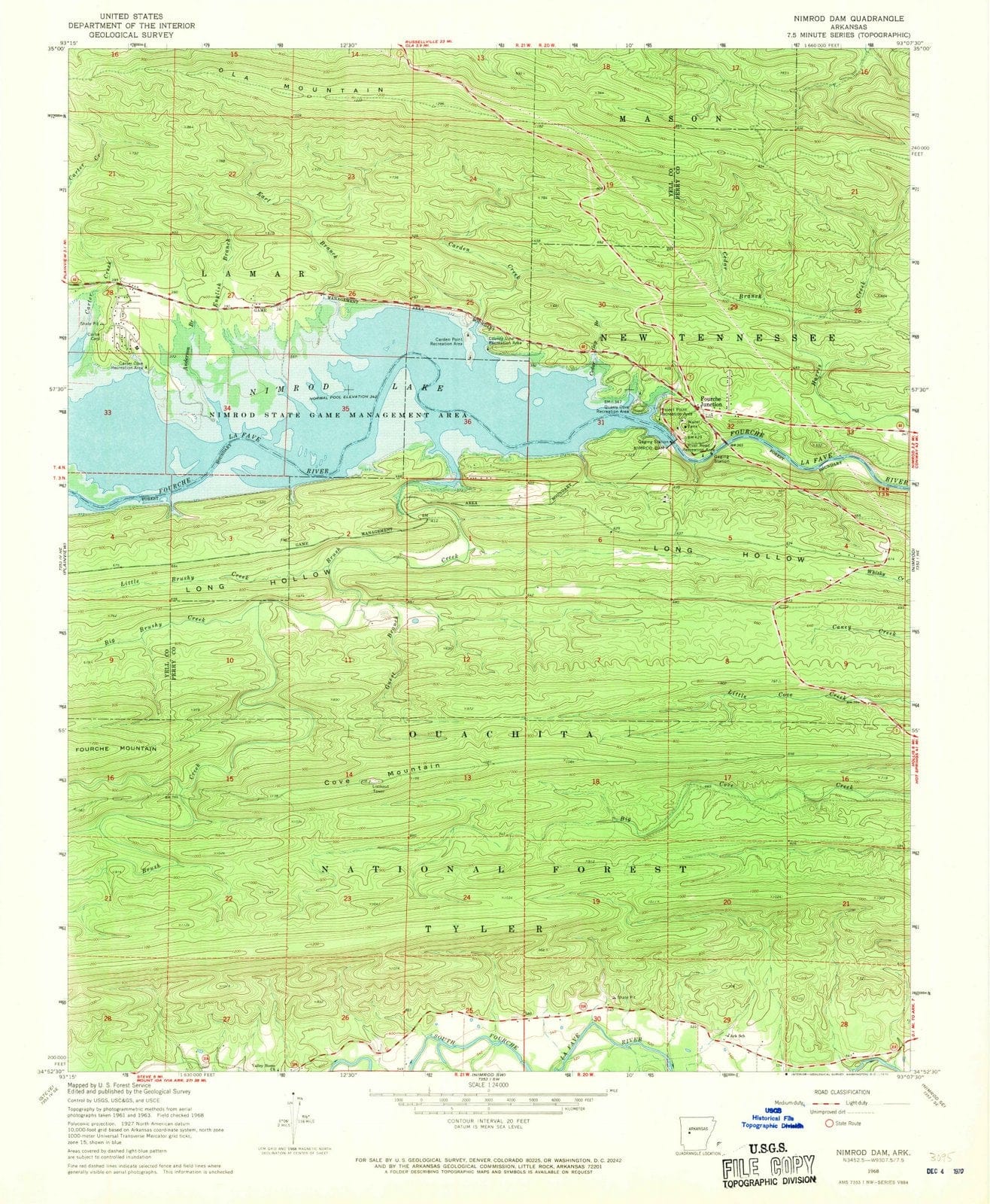 1968 Nimrodam, AR - Arkansas - USGS Topographic Map