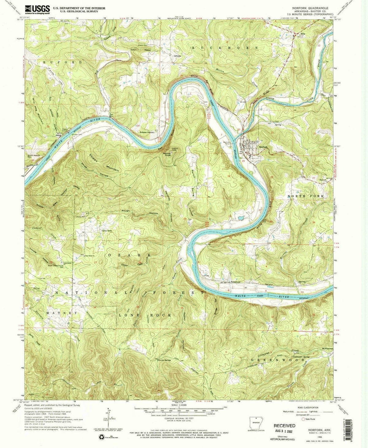 1966 Norfork, AR - Arkansas - USGS Topographic Map v2