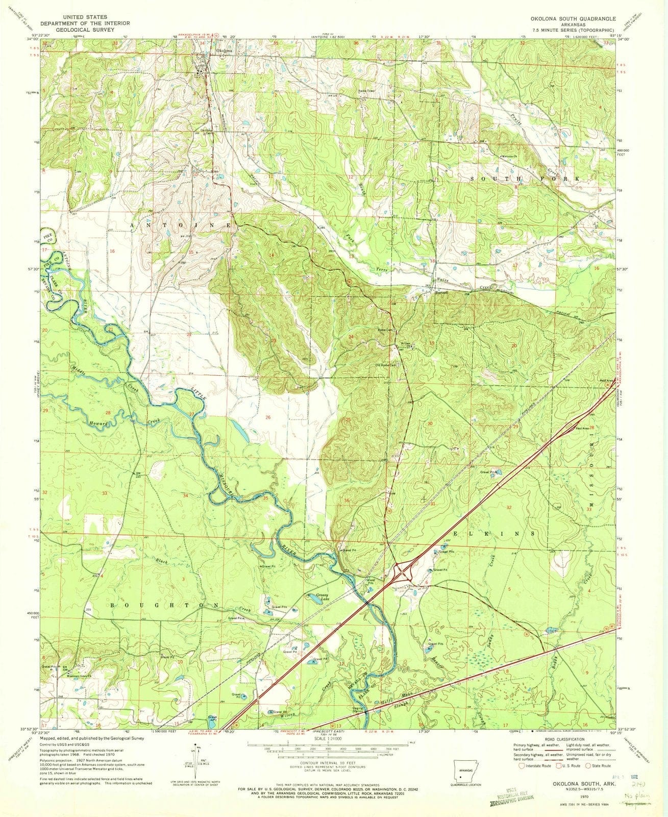 1970 Okolona South, AR - Arkansas - USGS Topographic Map
