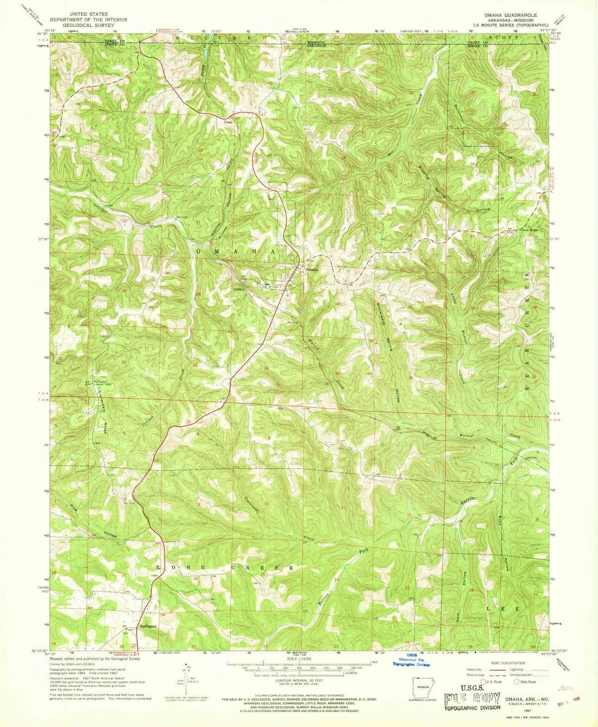 1967 Omaha, AR - Arkansas - USGS Topographic Map