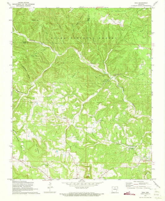 1972 Onia, AR - Arkansas - USGS Topographic Map