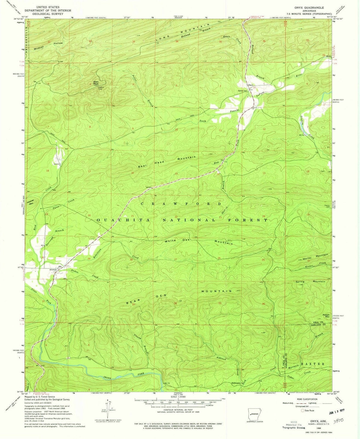 1968 Onyx, AR - Arkansas - USGS Topographic Map