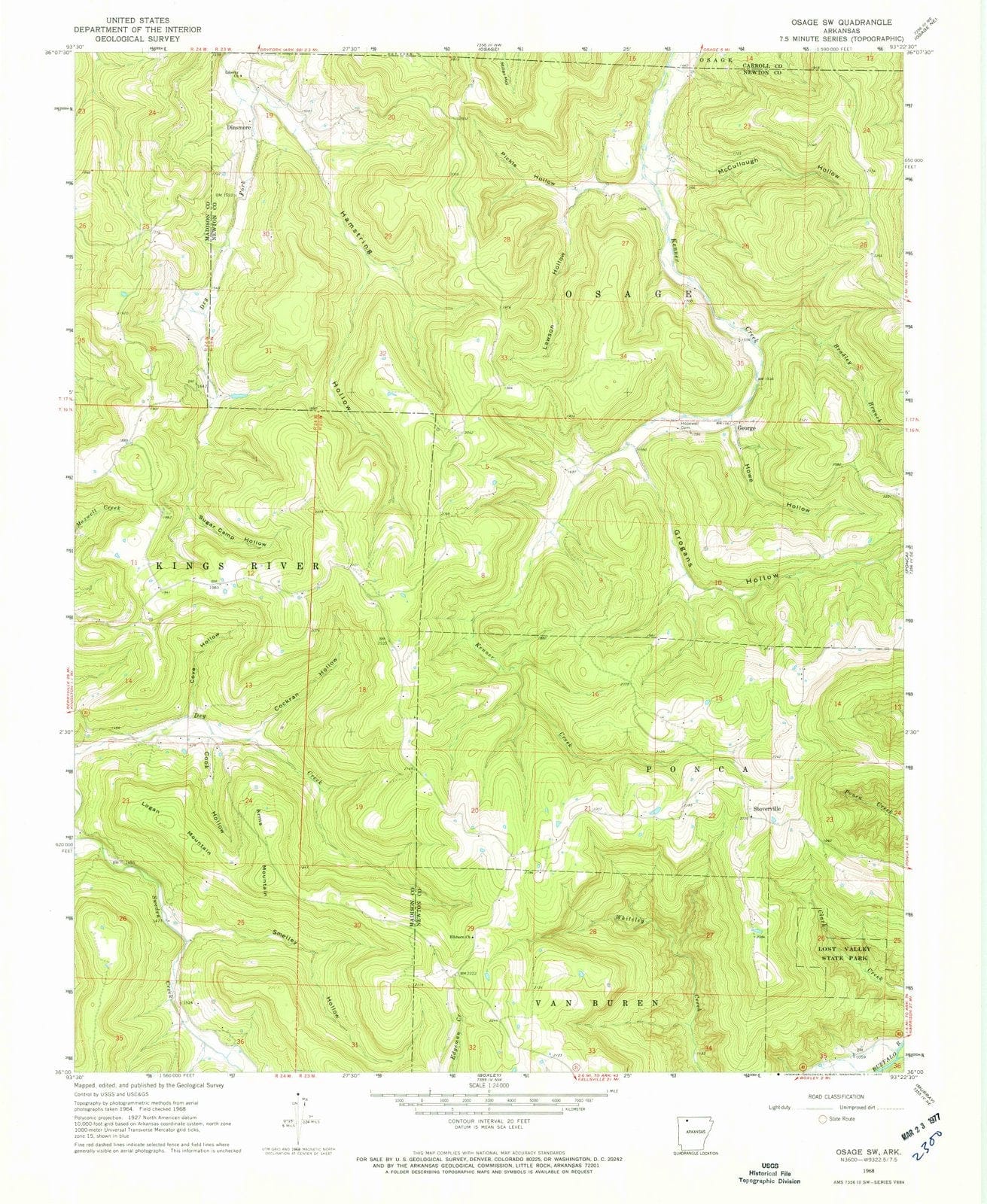 1968 Osage, AR - Arkansas - USGS Topographic Map v2