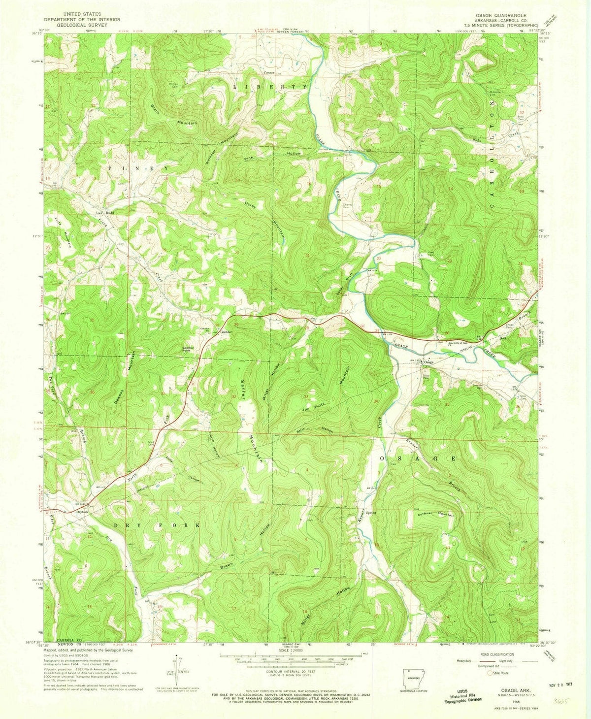 1968 Osage, AR - Arkansas - USGS Topographic Map v3
