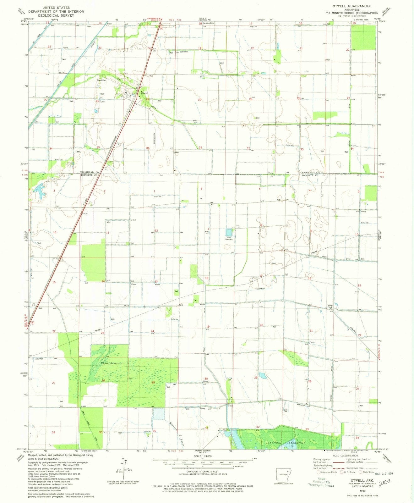 1980 Otwell, AR - Arkansas - USGS Topographic Map