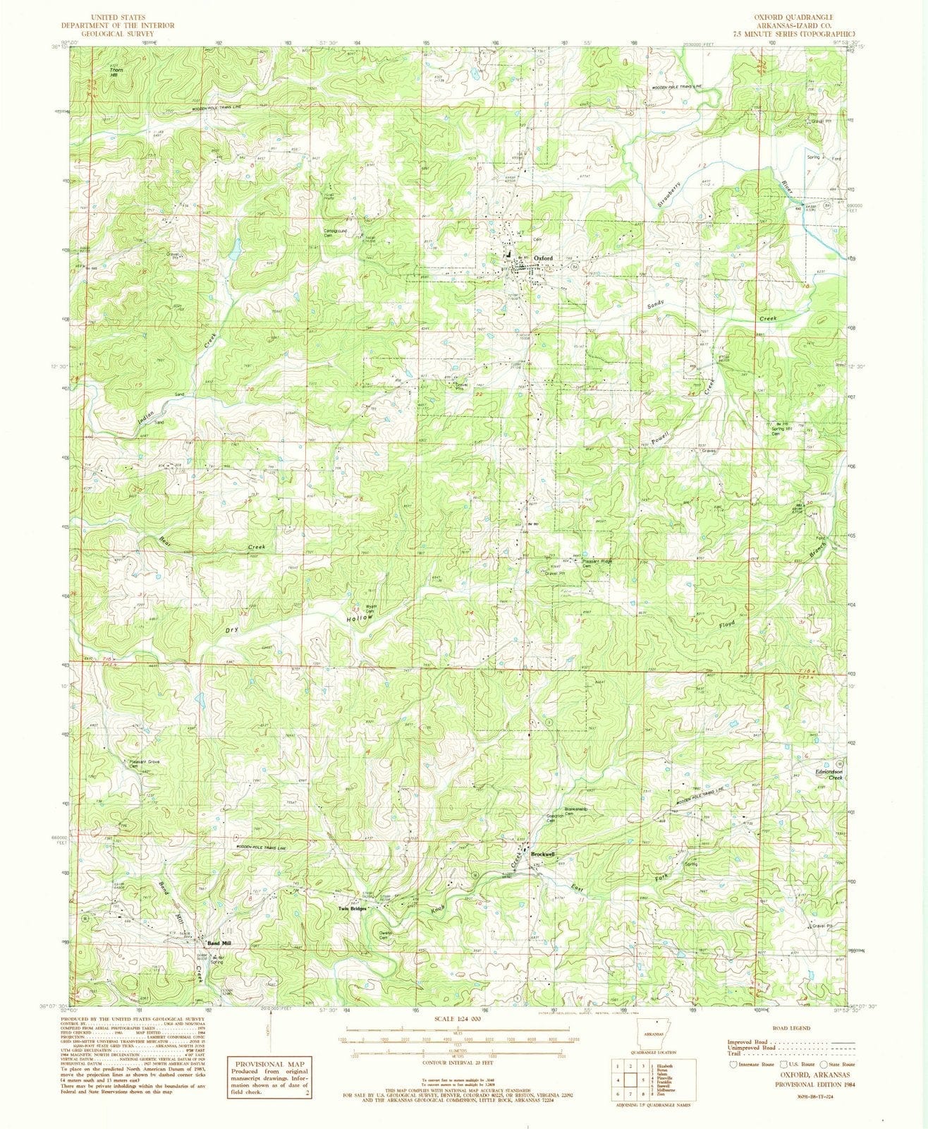 1984 Oxford, AR - Arkansas - USGS Topographic Map
