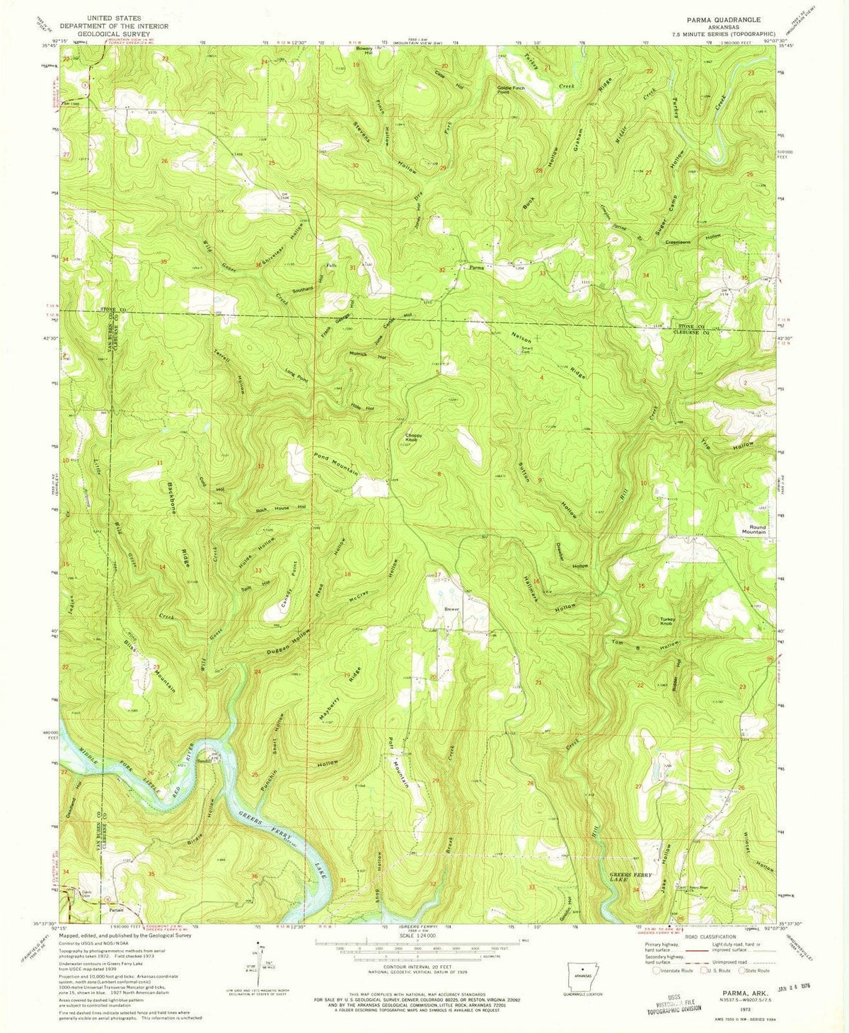 1973 Parma, AR - Arkansas - USGS Topographic Map