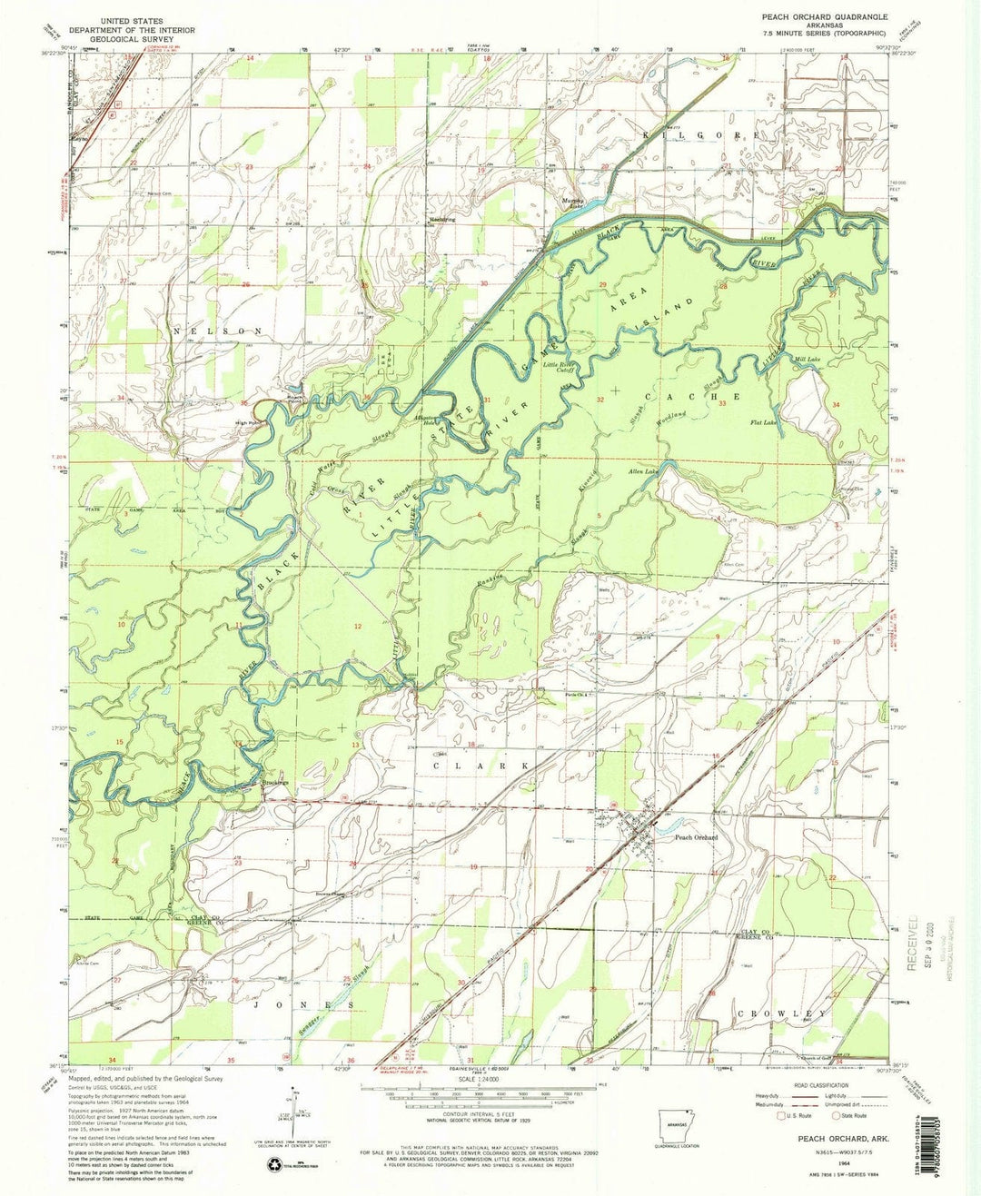 1964 Peach Orchard, AR - Arkansas - USGS Topographic Map