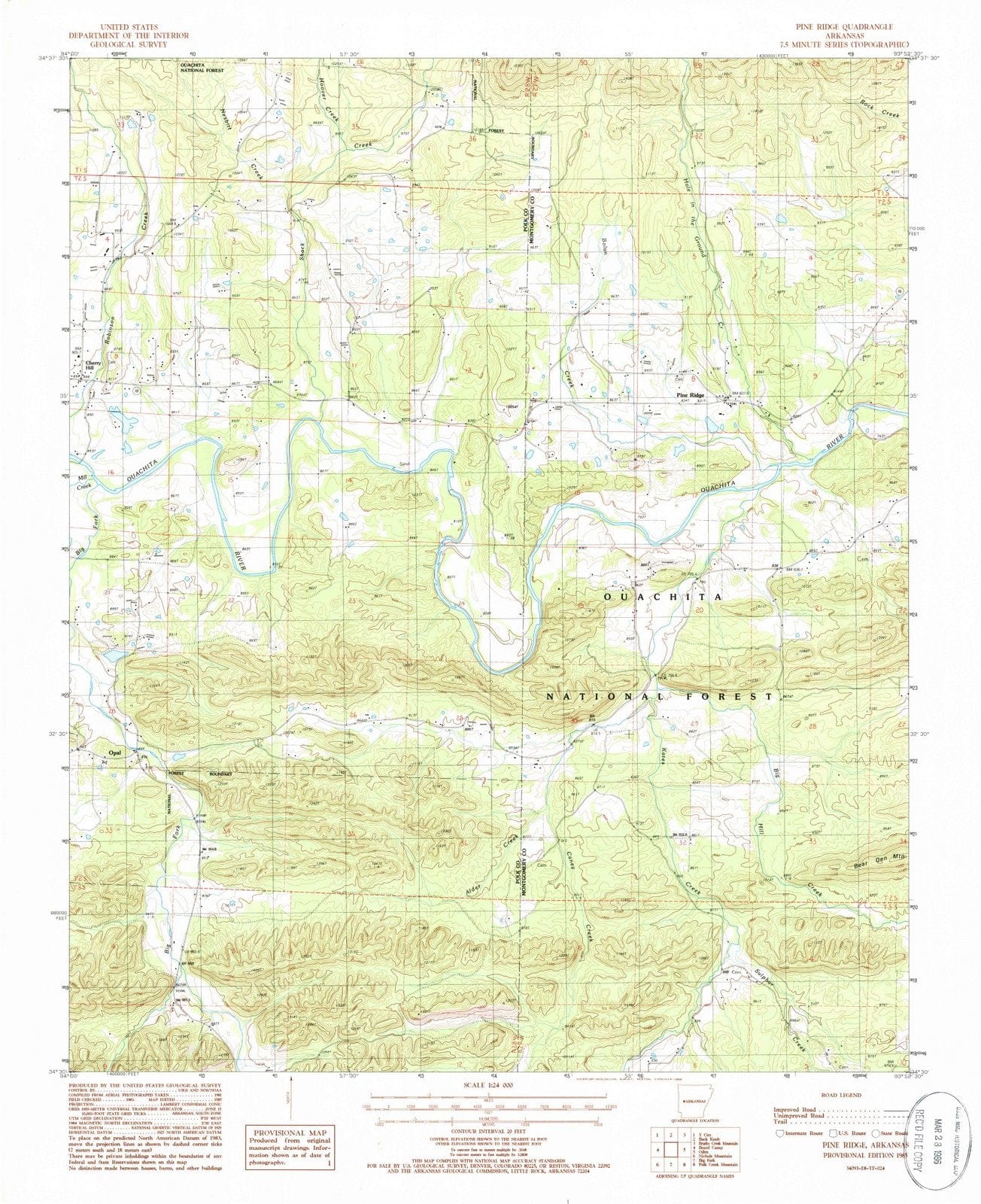 1985 Pine Ridge, AR - Arkansas - USGS Topographic Map