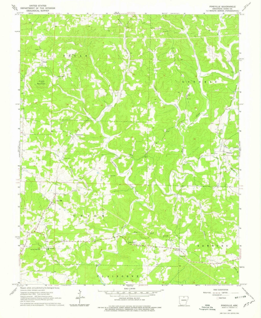 1964 Pineville, AR - Arkansas - USGS Topographic Map