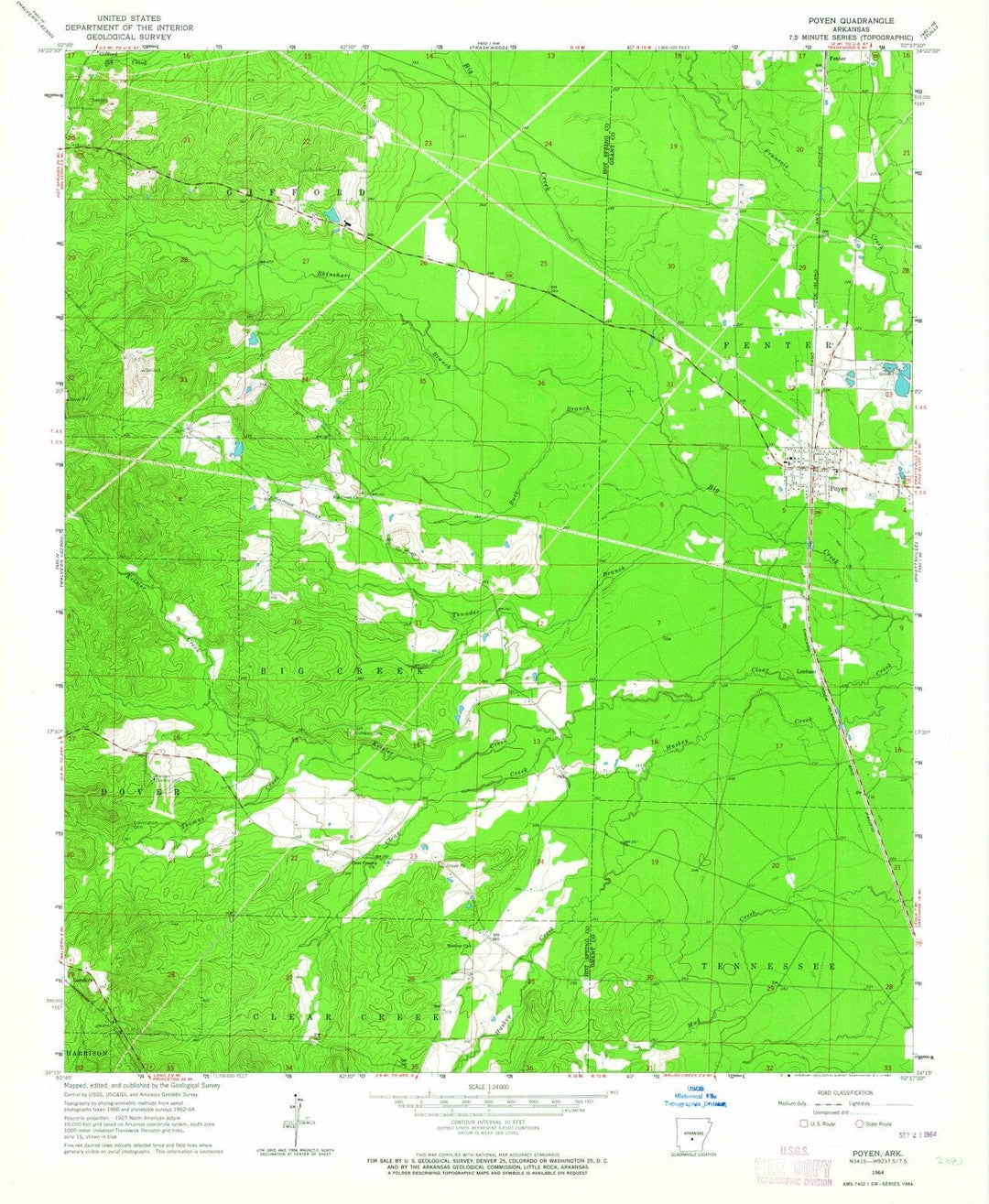 1964 Poyen, AR - Arkansas - USGS Topographic Map