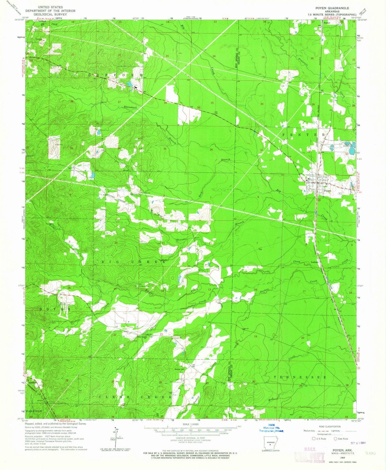 1964 Poyen, AR - Arkansas - USGS Topographic Map
