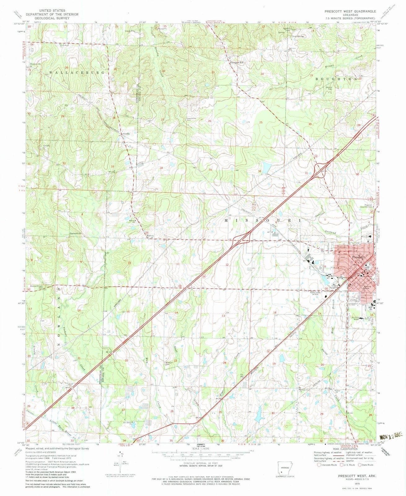 1970 Prescott West, AR - Arkansas - USGS Topographic Map