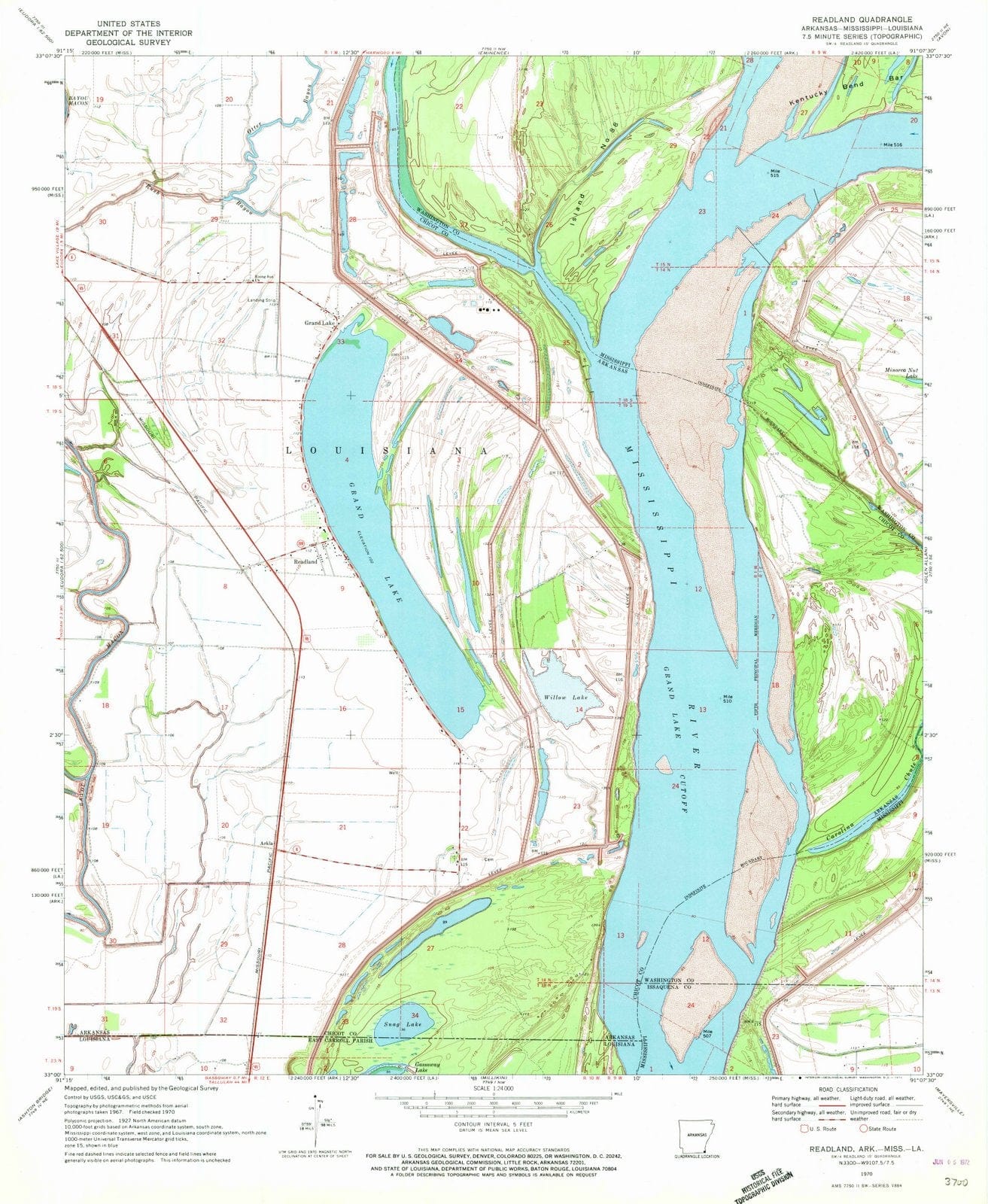 1970 Readland, AR - Arkansas - USGS Topographic Map