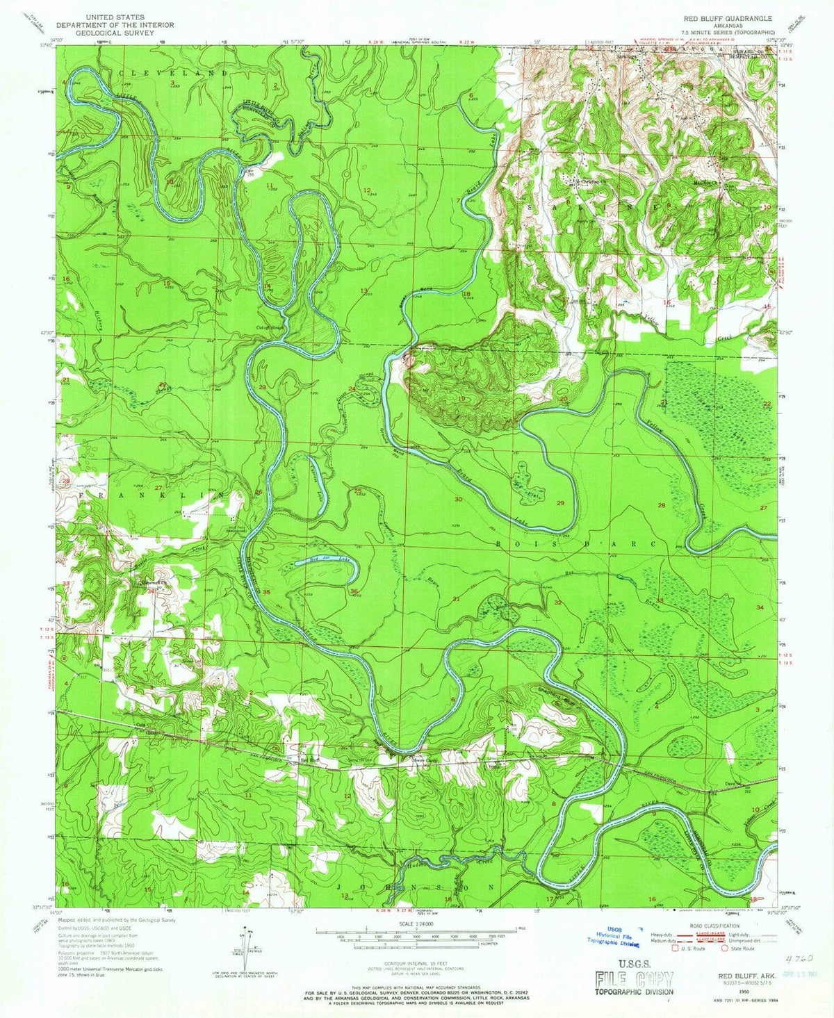 1950 Red Bluff, AR - Arkansas - USGS Topographic Map