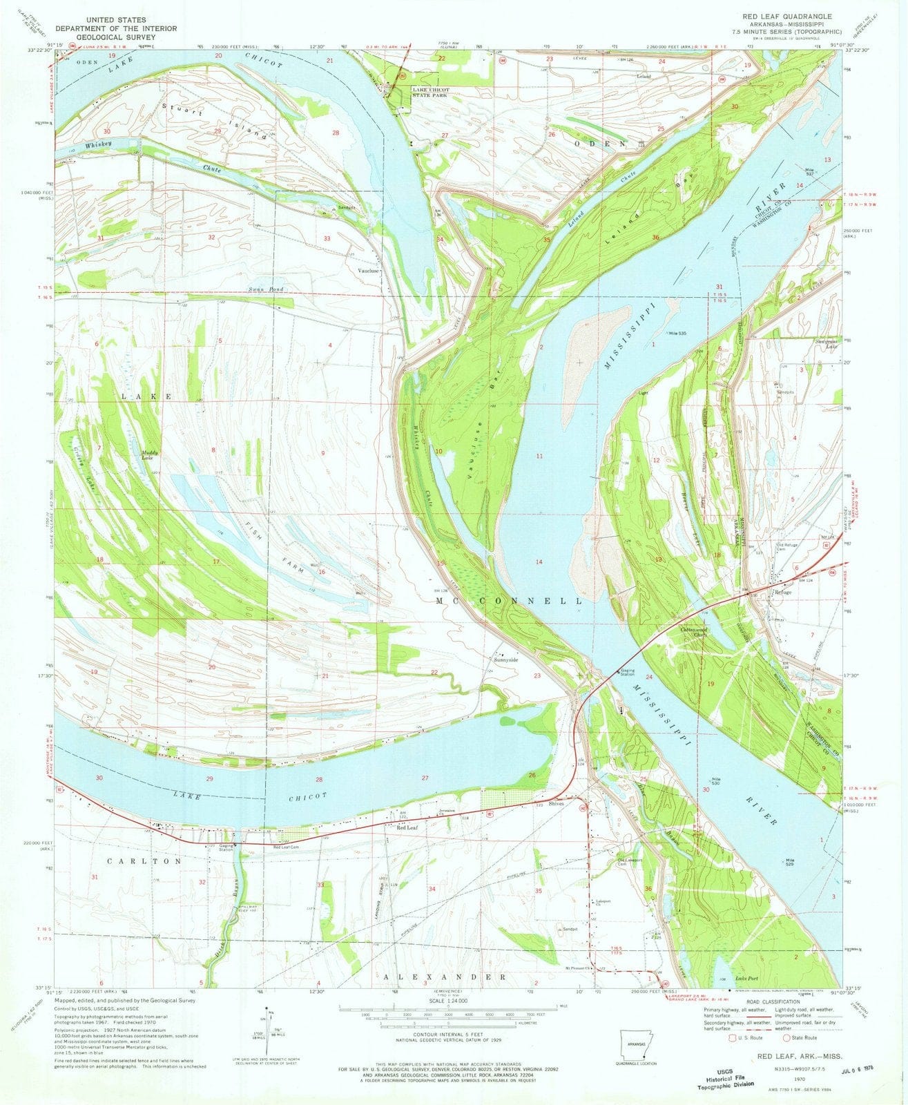 1970 Red Leaf, AR - Arkansas - USGS Topographic Map