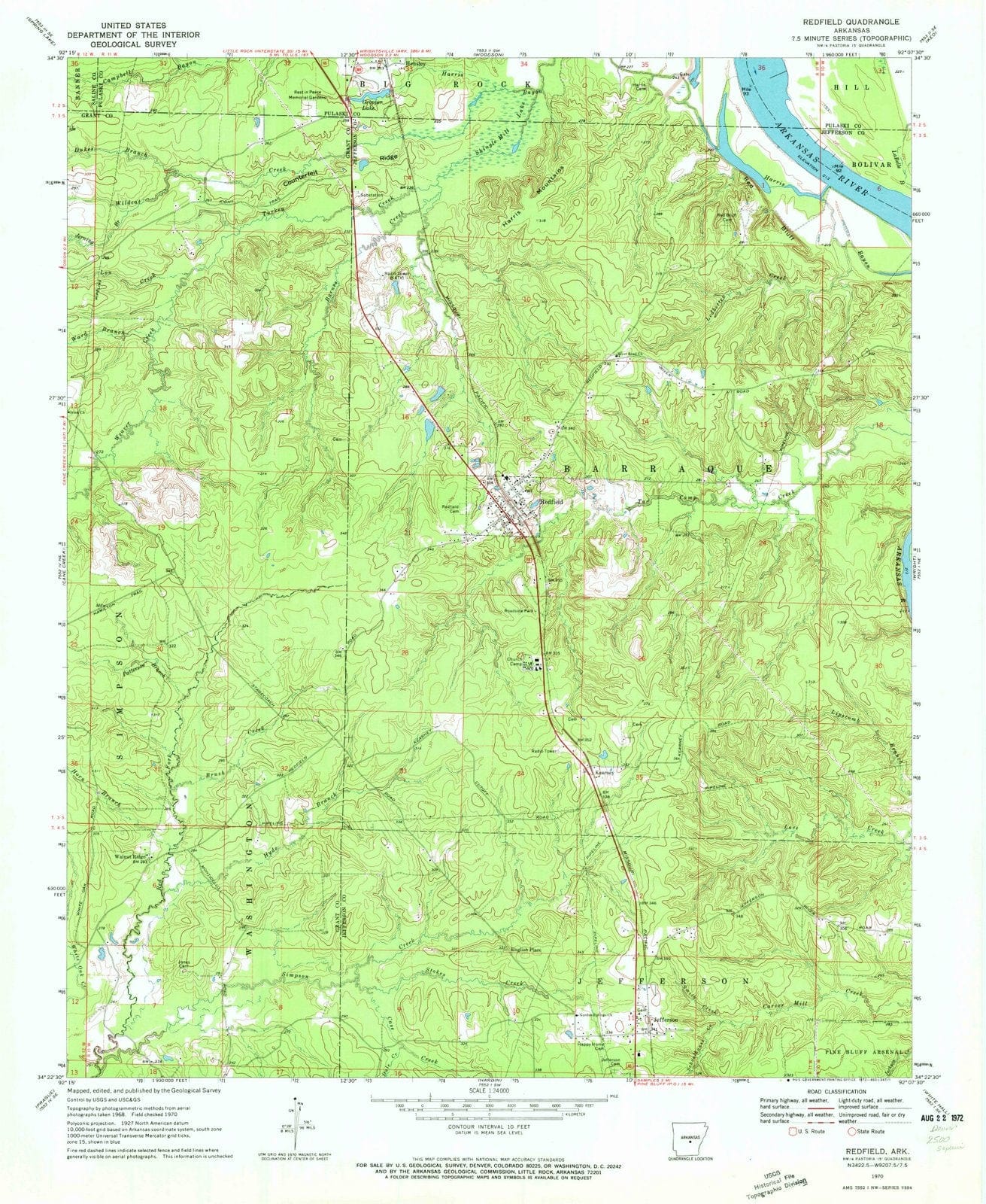 1970 Redfield, AR - Arkansas - USGS Topographic Map
