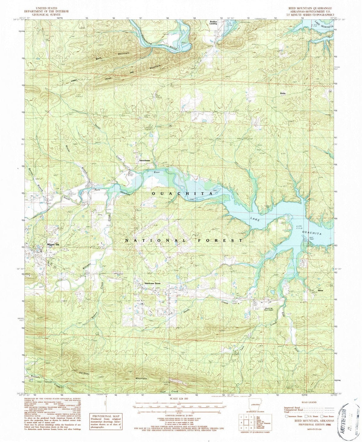 1986 Reed Mountain, AR - Arkansas - USGS Topographic Map