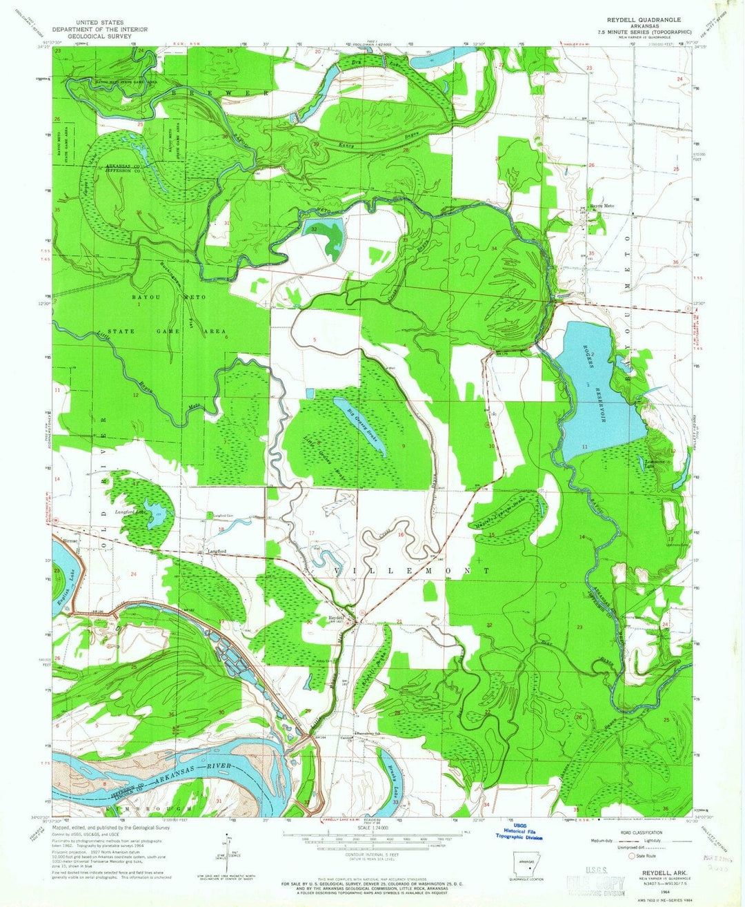 1964 Reydell, AR - Arkansas - USGS Topographic Map