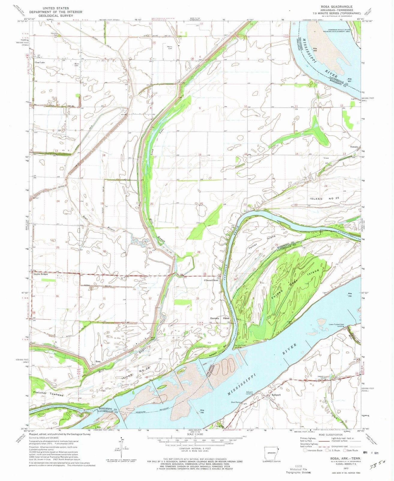 1972 Rosa, AR - Arkansas - USGS Topographic Map