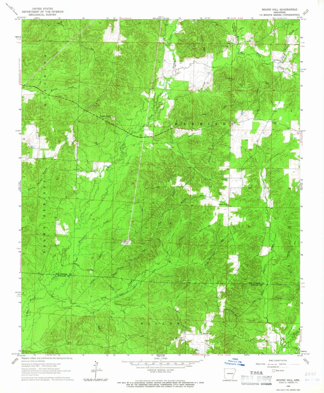 1965 Round Hill, AR - Arkansas - USGS Topographic Map