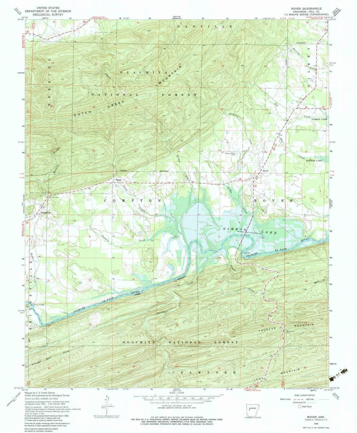 1968 Rover, AR - Arkansas - USGS Topographic Map