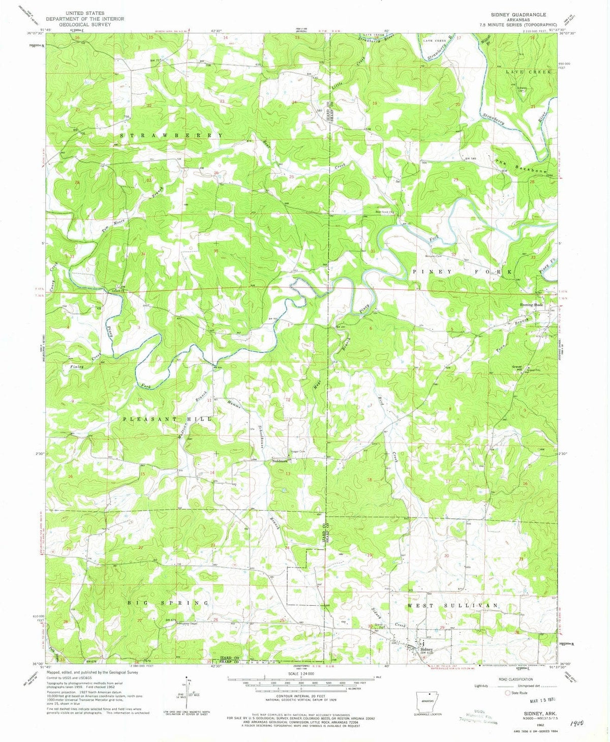 1962 Sidney, AR - Arkansas - USGS Topographic Map