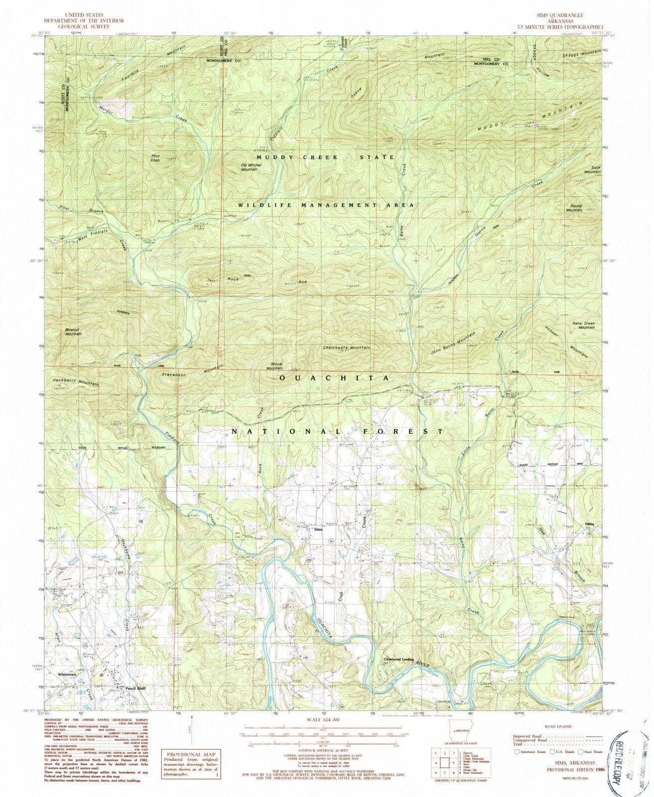 1986 Sims, AR - Arkansas - USGS Topographic Map