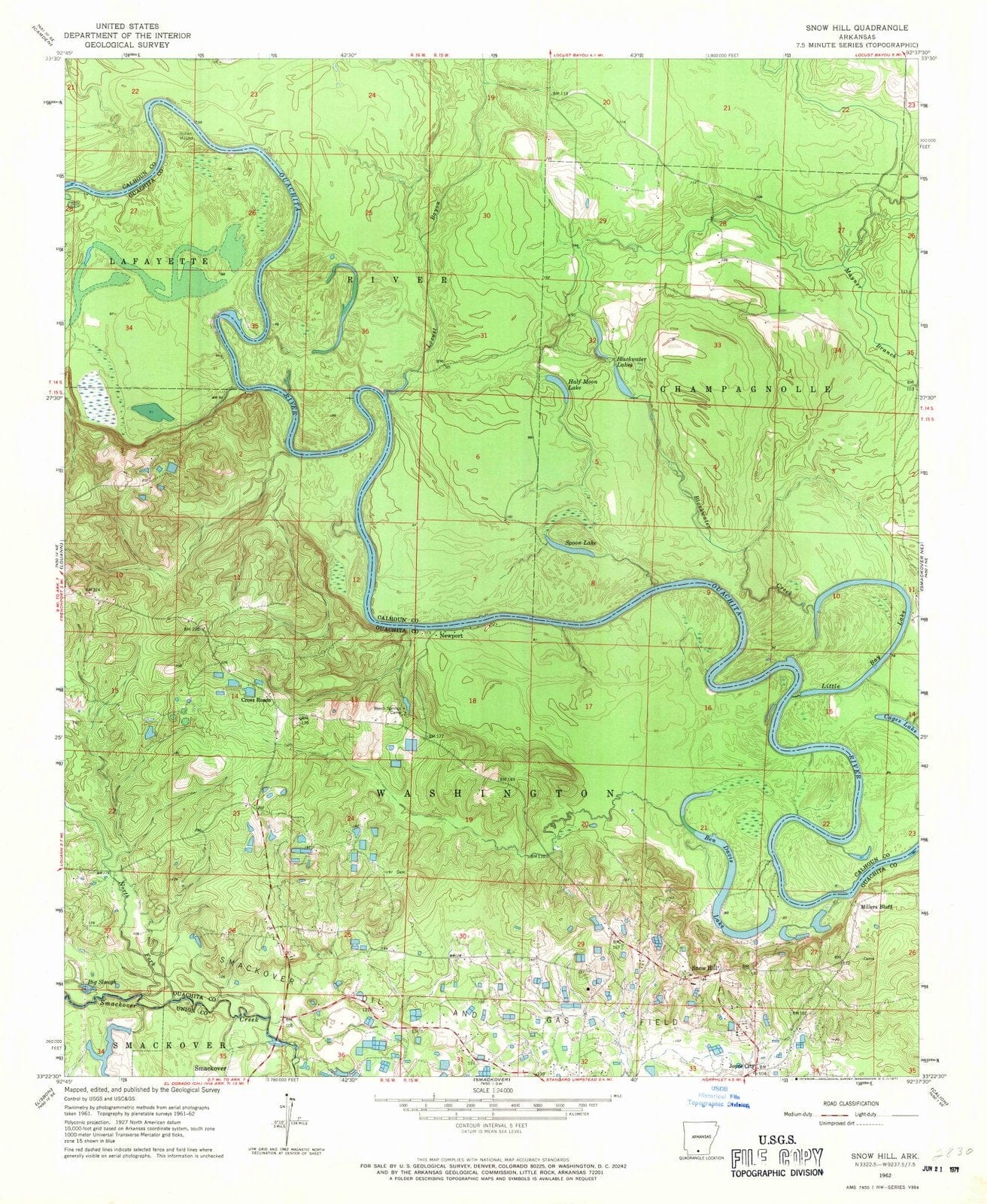 1962 Snow Hill, AR - Arkansas - USGS Topographic Map
