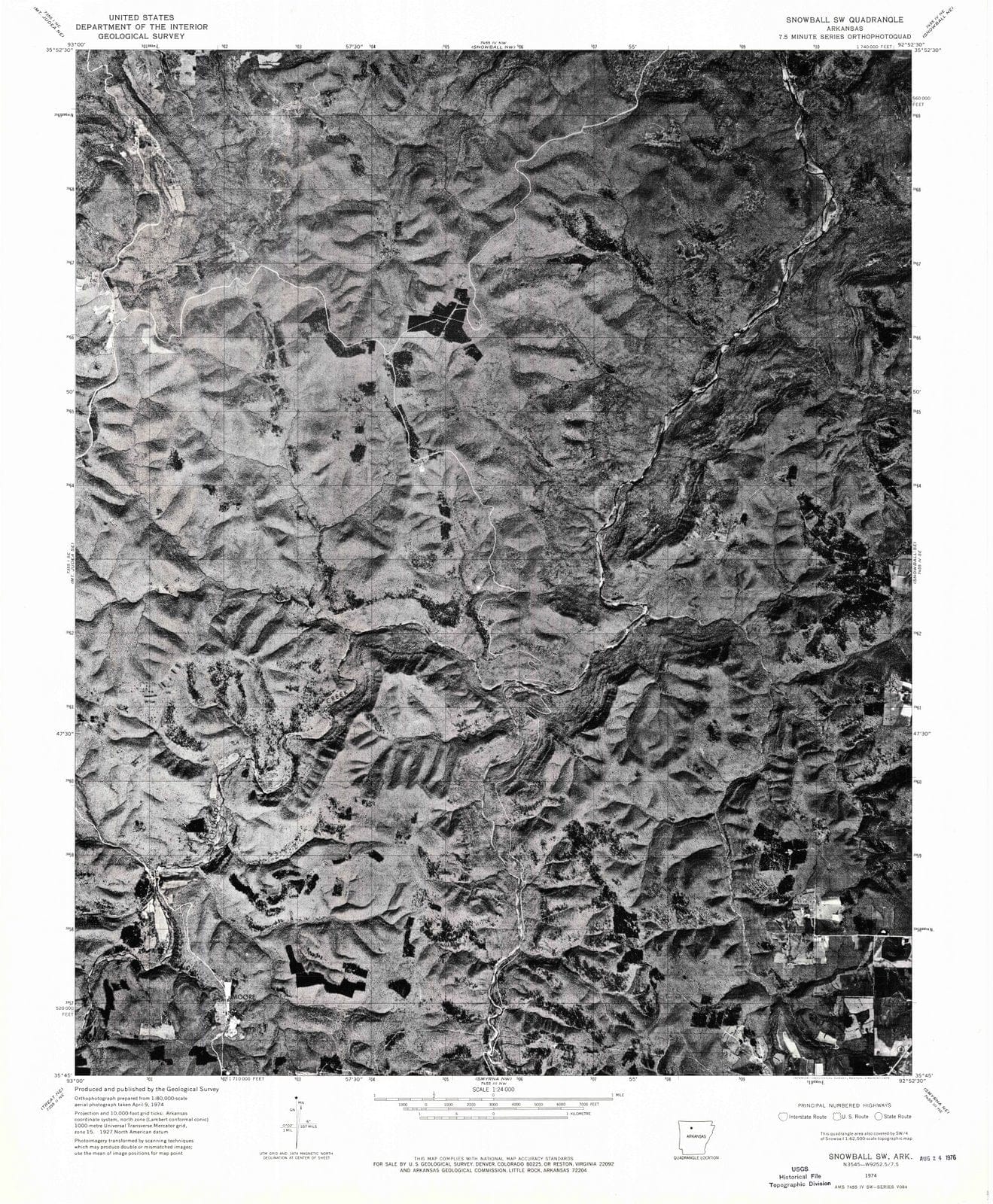 1974 Snowball, AR - Arkansas - USGS Topographic Map v2